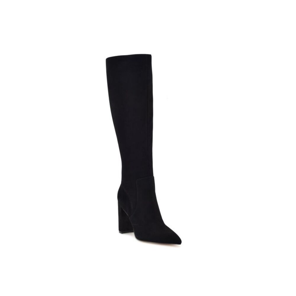 NINE WEST Womens Black Comfort Danee Pointed Toe Block Heel Suede Boots 7.5 M